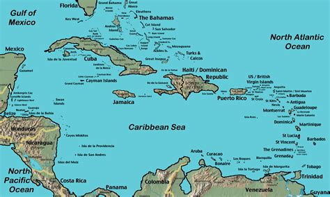 The Caribbean Sea is a geographical ocean area, whereas the “Caribbean region” is a geopolitical area that encapsulates some countries nearby but outside the Caribbean Sea. The Caribbean region roughly describes the ocean area south of the U.S, east of Mexico, and north of South and Central America.
